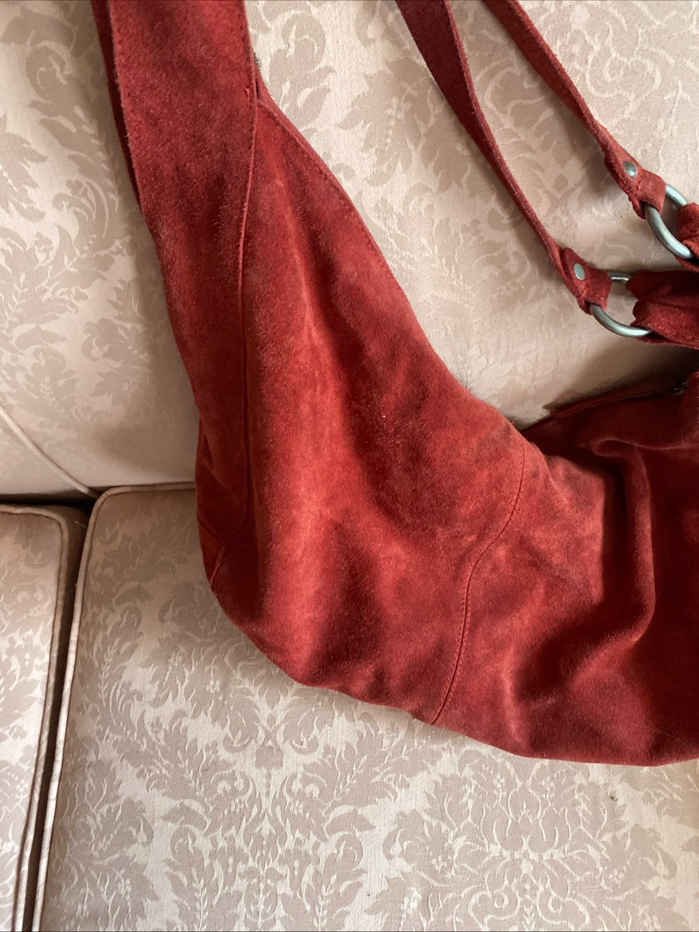 Free People Roma Rust Red Suede Hobo Shoulder Bag - Picture 9 of 13